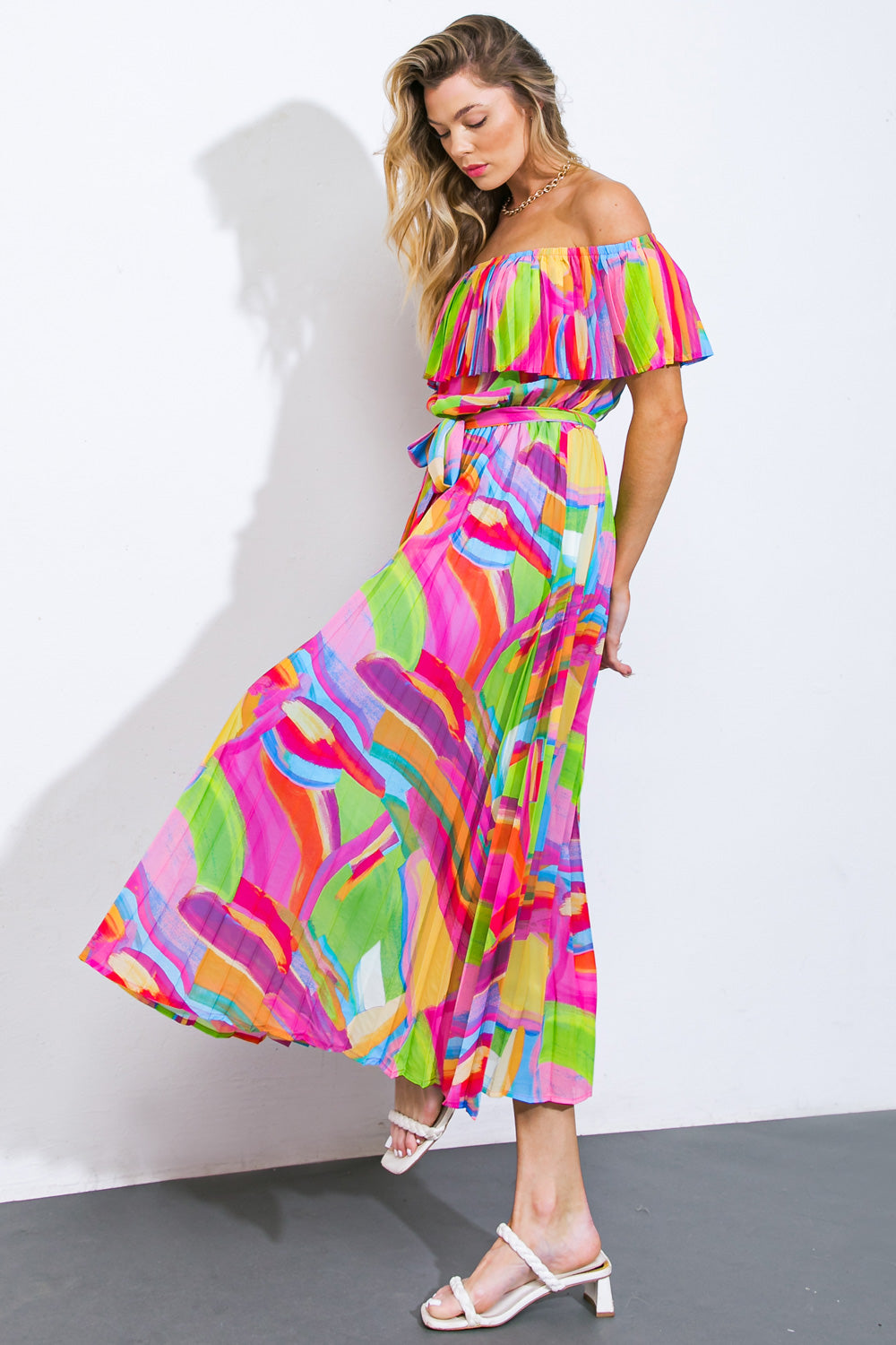 BLOSSOM BOULEVARD WOVEN MIDI DRESS Flying Tomato